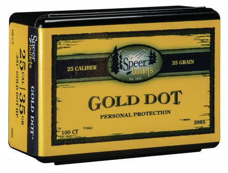 Speer Bullets 3985 Gold Dot Personal Protection 25 Cal. .251 35 gr Hollow Point (HP) 100 Per Box