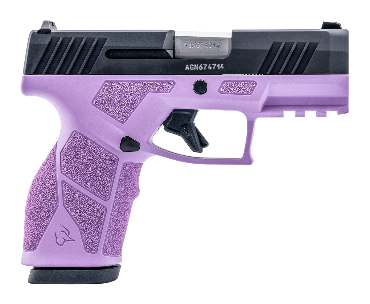 Taurus 1-GX2931LP GX2 9mm Luger 13+1 3.37" Matte Stainless Steel Barrel, Matte Black Serrated Stainless Steel Slide, Light Purple Polymer Frame w/Picatinny Rail, Polymer Grip