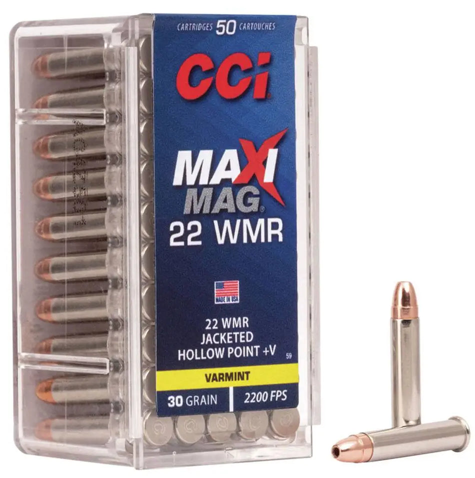 CCI .22 Magnum / WMR Maxi-Mag HP+V 30gr JHP Ammo