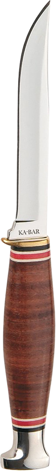 Ka-Bar 1226 Little Finn 3.63" Fixed Clip Point Plain Polished 5Cr15MoV SS Blade, Brown Leather Handle, Includes Sheath