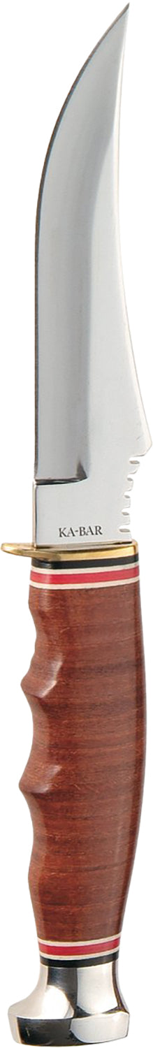 Ka-Bar 1233 Skinner 4.38" Fixed Skinner Plain Polished 5Cr15MoV SS Blade, Brown Leather Handle, Includes Sheath