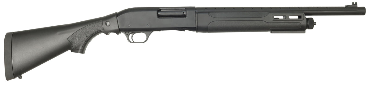 Tokarev USA 21000430 TSP 12 Gauge Pump 3" 4+1 18.50" Black Heat Shield Barrel, Black Drilled & Tapped Aluminum Receiver, Fixed Black Synthetic Stock