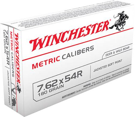Winchester 7.62x54mmR METRIC CALIBERS Full Metal Jacket/Soft Point Deer 180gr JSP Ammo