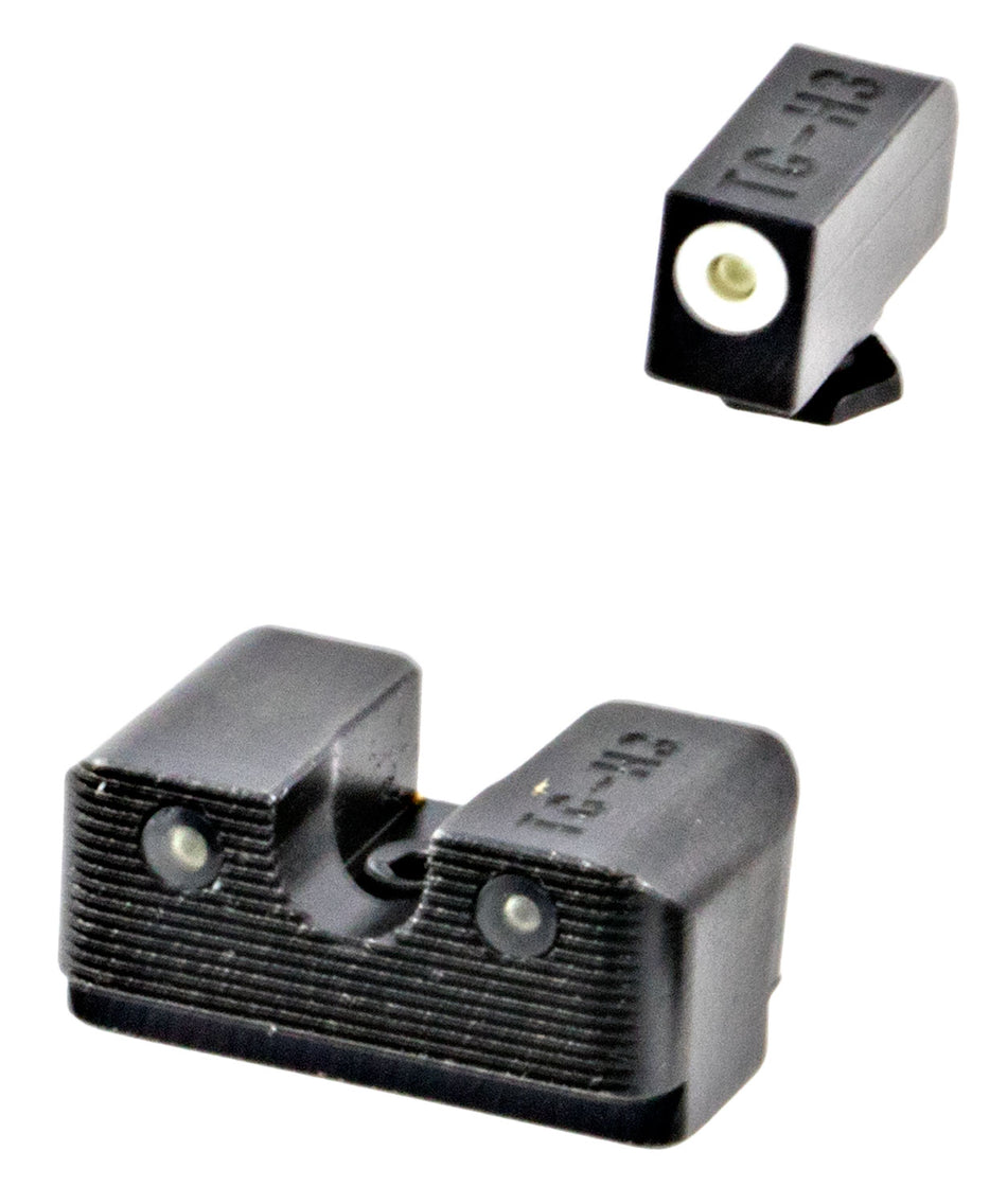 TruGlo TG231G2W Tritium Pro High, White Outline Tritium Front/ Green Tritium Rear/Black Nitride Fortress Frame, Compatible w/Most Glock Except MOS, Front Post/Rear Dovetail Mount