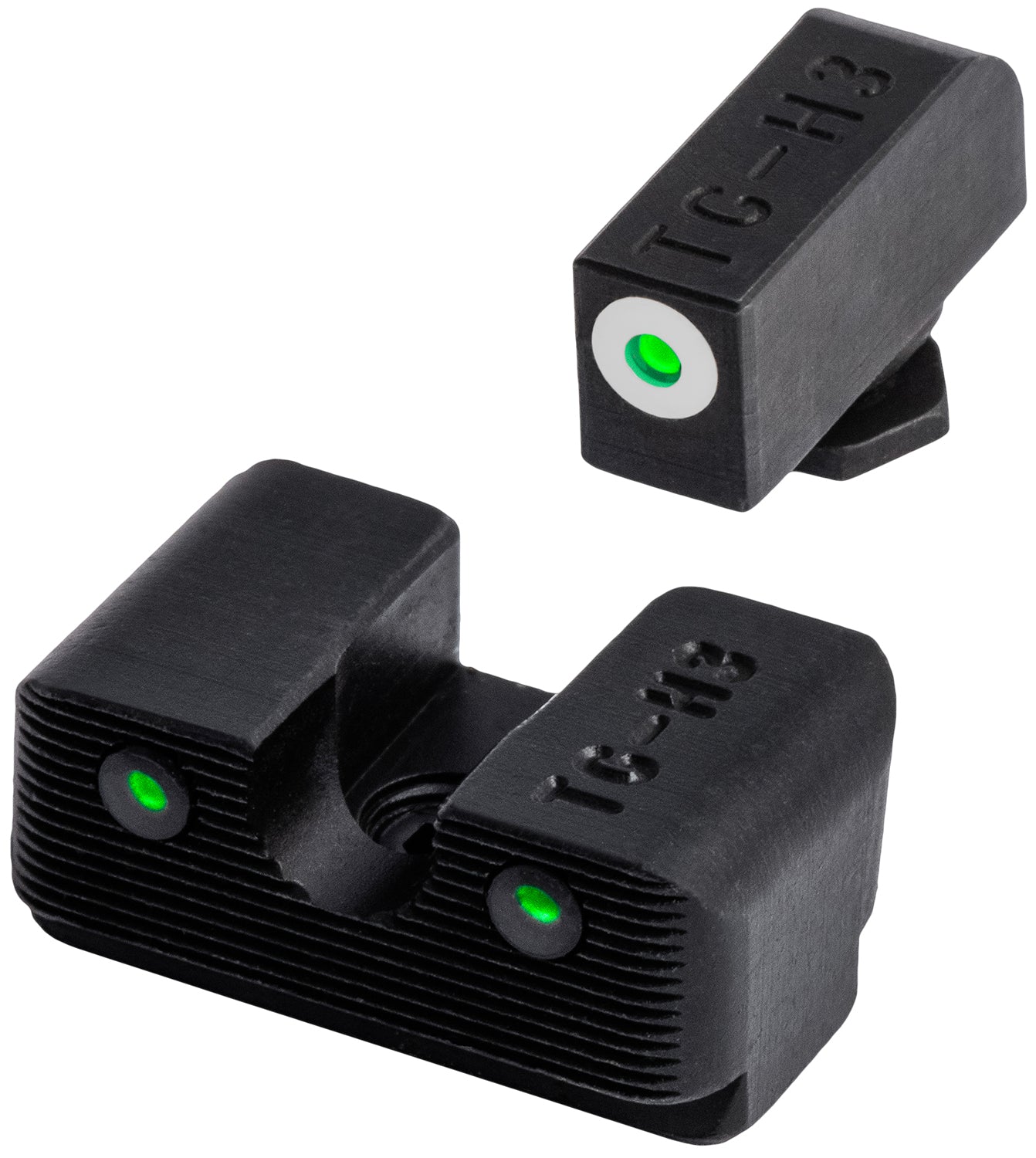 TruGlo TG231G1W Tritium Pro Low, White Outline Tritium Front/Green Tritium Rear/Black Nitride Fortress Frame, Compatible w/Most Glock Except MOS, Front Post/Rear Dovetail Mount