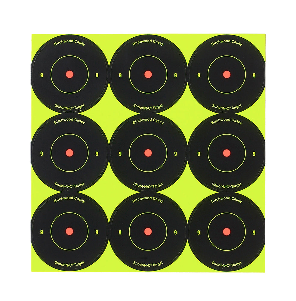 Birchwood Casey 34210 Shoot-N-C Reactive Target Self-Adhesive Paper Black/Yellow 2" Bullseye 12 Pack