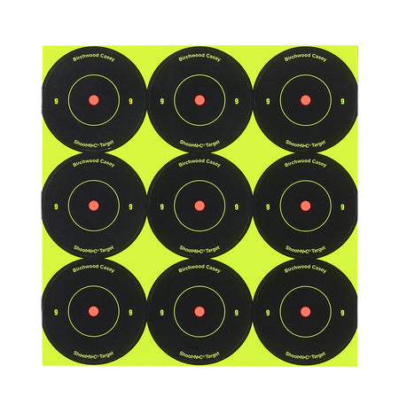 Birchwood Casey 34210 Shoot-N-C Reactive Target Self-Adhesive Paper Black/Yellow 2" Bullseye 12 Pack