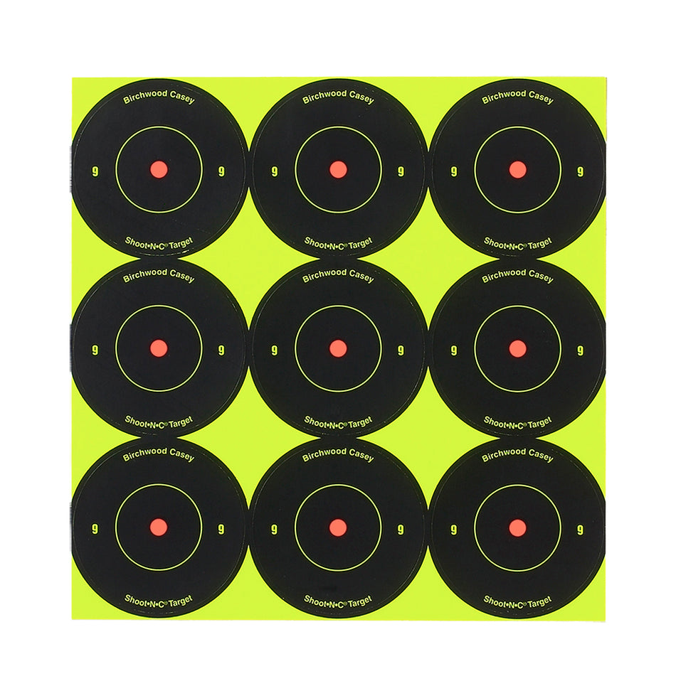 Birchwood Casey 34210 Shoot-N-C Reactive Target Self-Adhesive Paper Black/Yellow 2" Bullseye 12 Pack