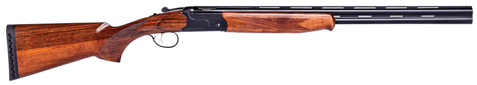 Stevens 22165 555 Full Size 12 Gauge Break Open 3" 2rd 28" Black Satin Over/Under Vent Rib Barrel, Satin Black Aluminum Receiver, Fixed Turkish Walnut Stock, Ambidextrous