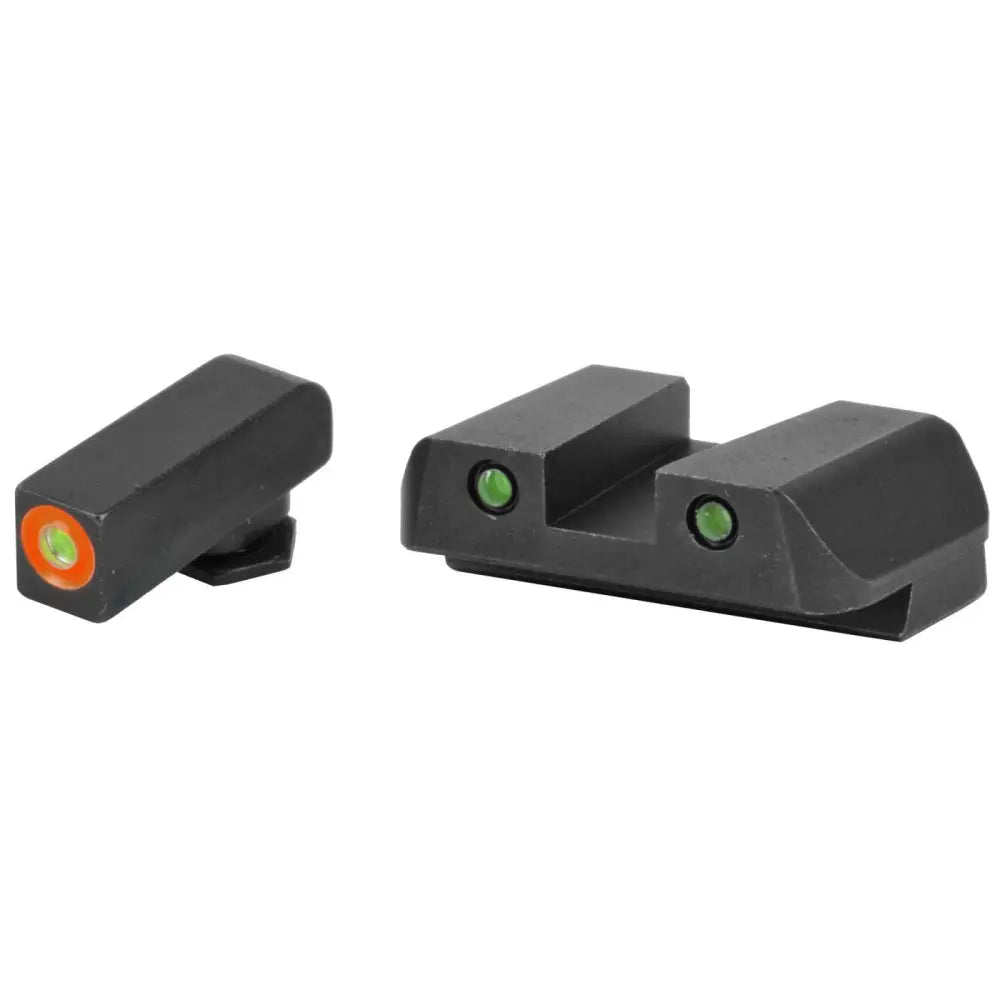 AMERIGLO NIGHT SIGHT SET G43 GREEN TRITRIUM ORANGE OUTLINE FRONT GREEN TRITIUM BLACK OUTLINE REAR