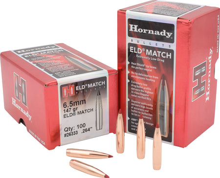 Hornady 26333 ELD Match 6.5mm .264 147 gr Extremely Low Drag Match 100 Per Box/ 15 Case