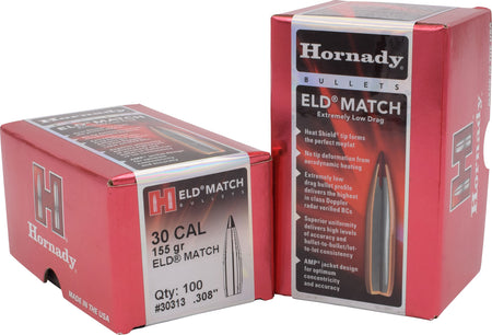 Hornady 30313 ELD Match 30 Cal .308 155 gr Extremely Low Drag Match 100 Per Box/ 15 Case