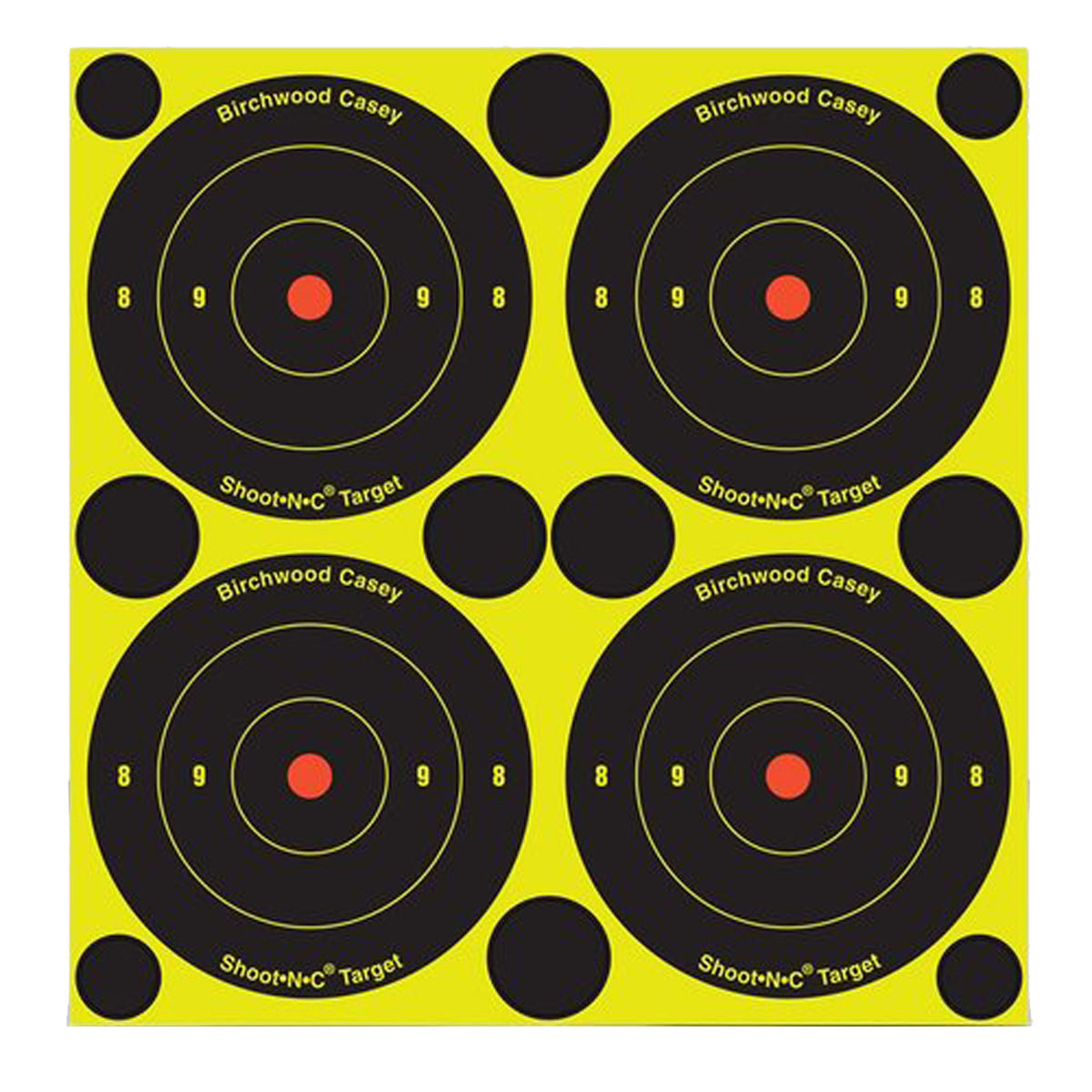 Birchwood Casey 34315 Shoot-N-C Reactive Target Self-Adhesive Paper Black/Yellow 3" Bullseye 12 Pack
