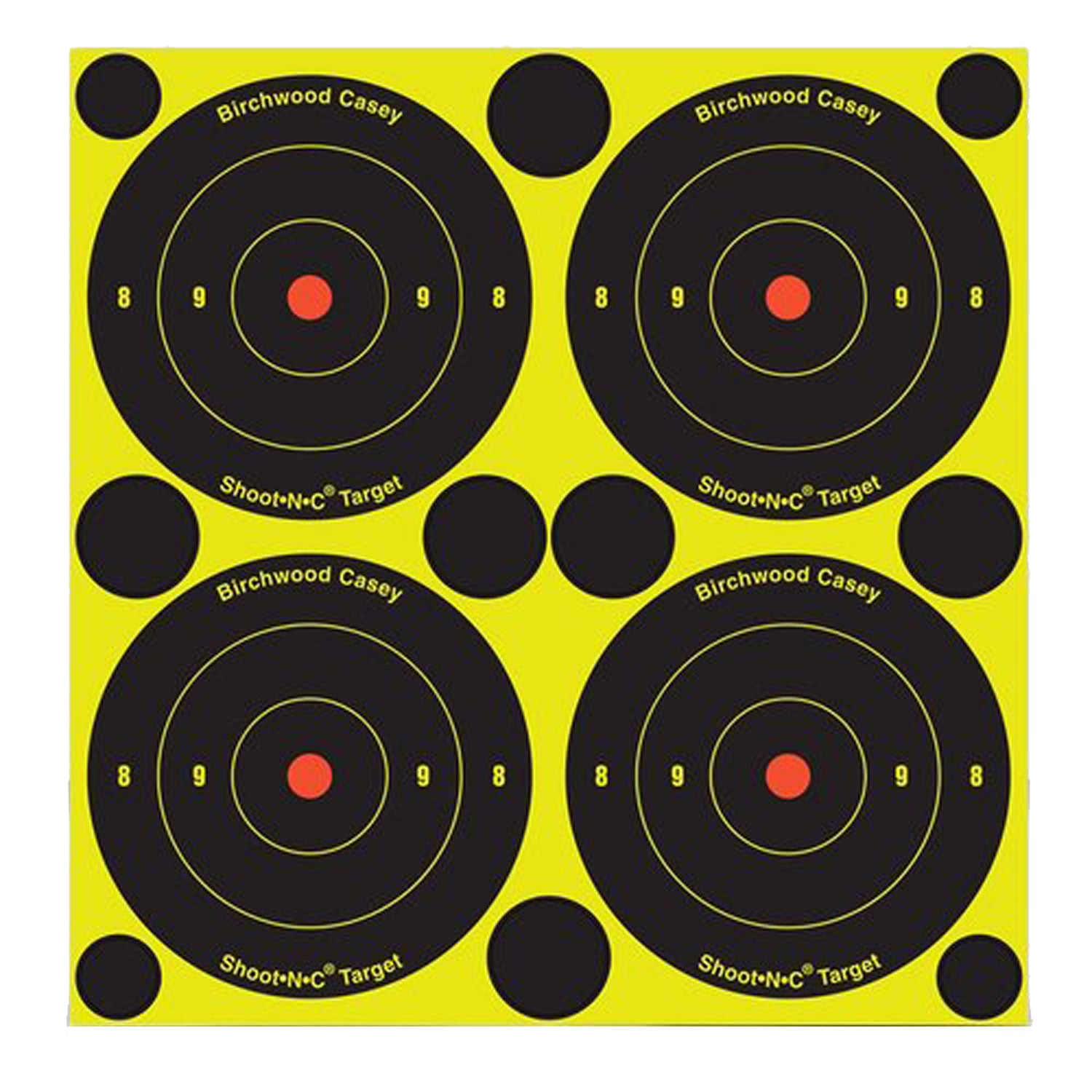 Birchwood Casey 34315 Shoot-N-C Reactive Target Self-Adhesive Paper Black/Yellow 3" Bullseye 12 Pack