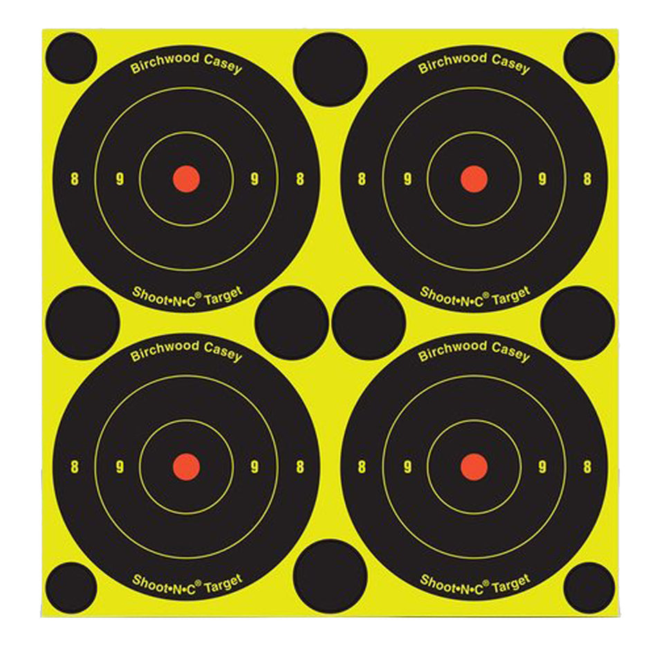 Birchwood Casey 34315 Shoot-N-C Reactive Target Self-Adhesive Paper Black/Yellow 3" Bullseye 12 Pack