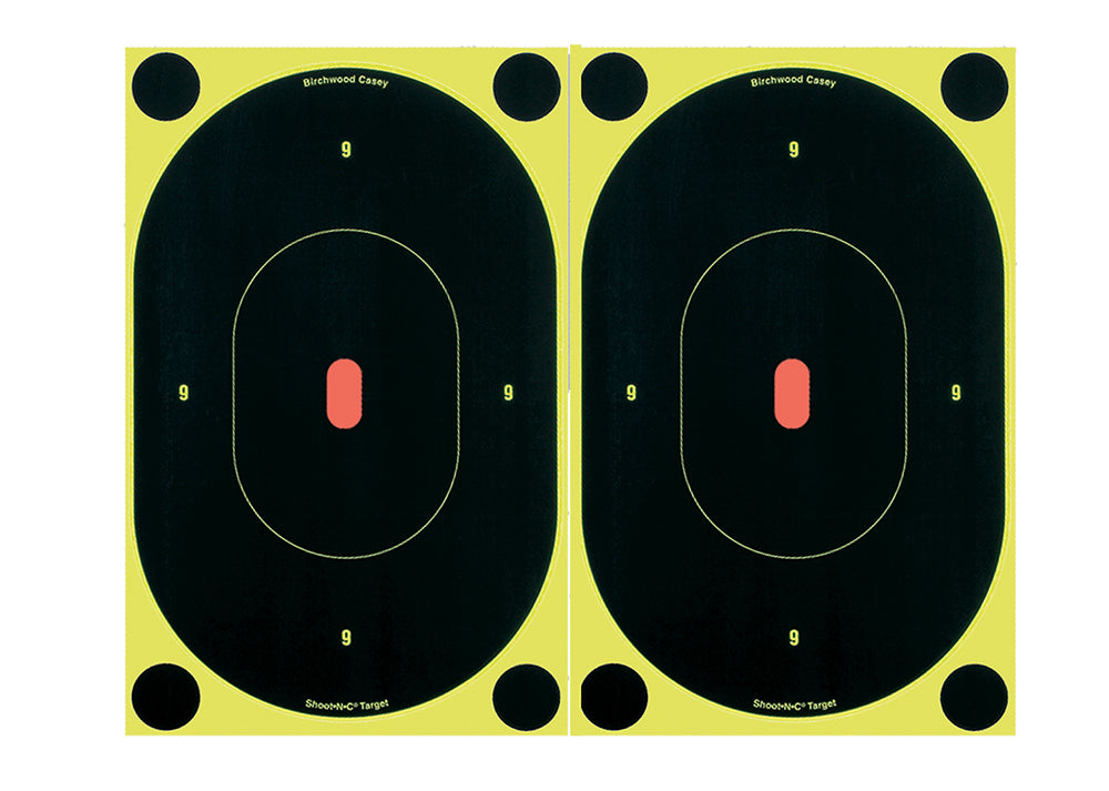 Birchwood Casey 34710 Shoot-N-C Reactive Target Self-Adhesive Paper Black/Yellow 7" Oval Silhouette 6 Pack