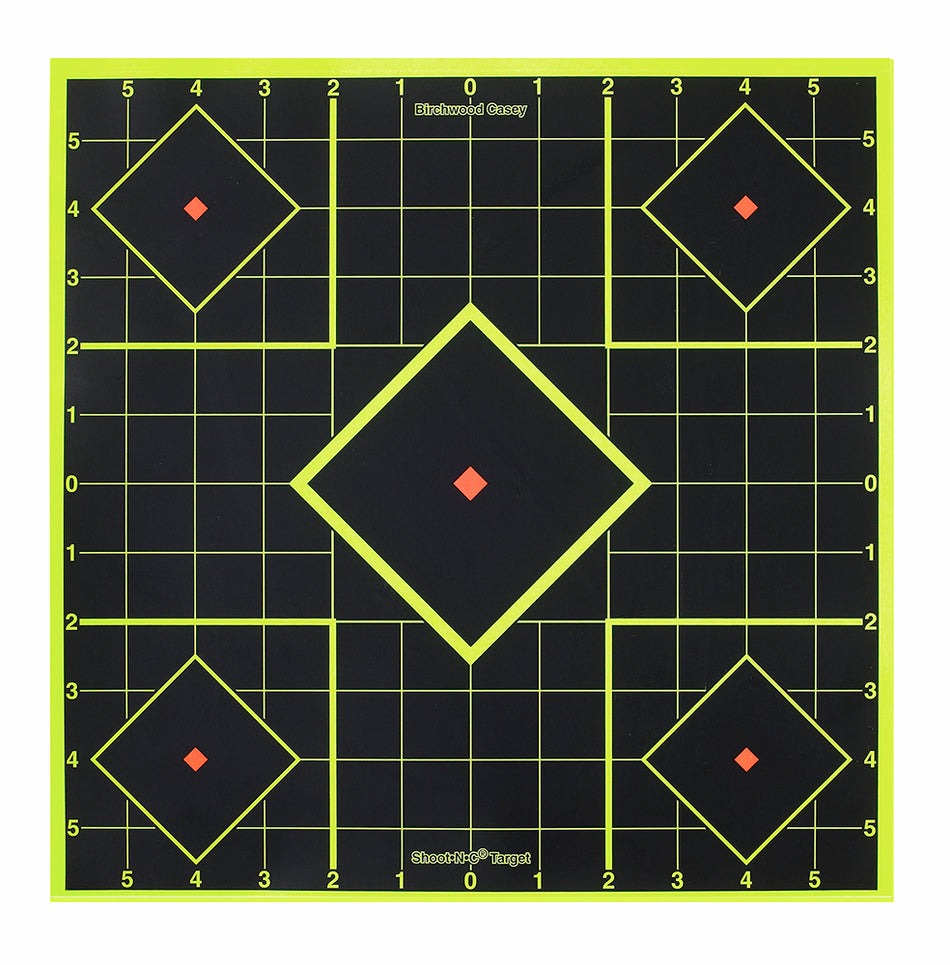 Birchwood Casey 34105 Shoot-N-C Reactive Target Self-Adhesive Paper Black/Yellow 8" 5-Diamond 6 Pack