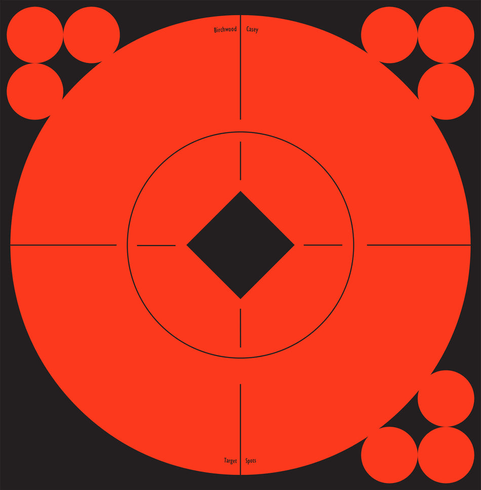 Birchwood Casey 33906 Target Spots Self-Adhesive Paper Black/Orange 6" Bullseye 10 Pack