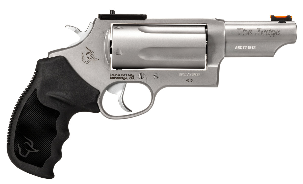 Taurus 24410P39T Judge T.O.R.O. Compact Frame 45 Colt (Long Colt)/410 Gauge 5rd 3" Matte Stainless Steel Barrel, Cylinder & Frame, Black Rubber Grip, Transfer Bar Safety, Exposed Hammer, Optics Ready