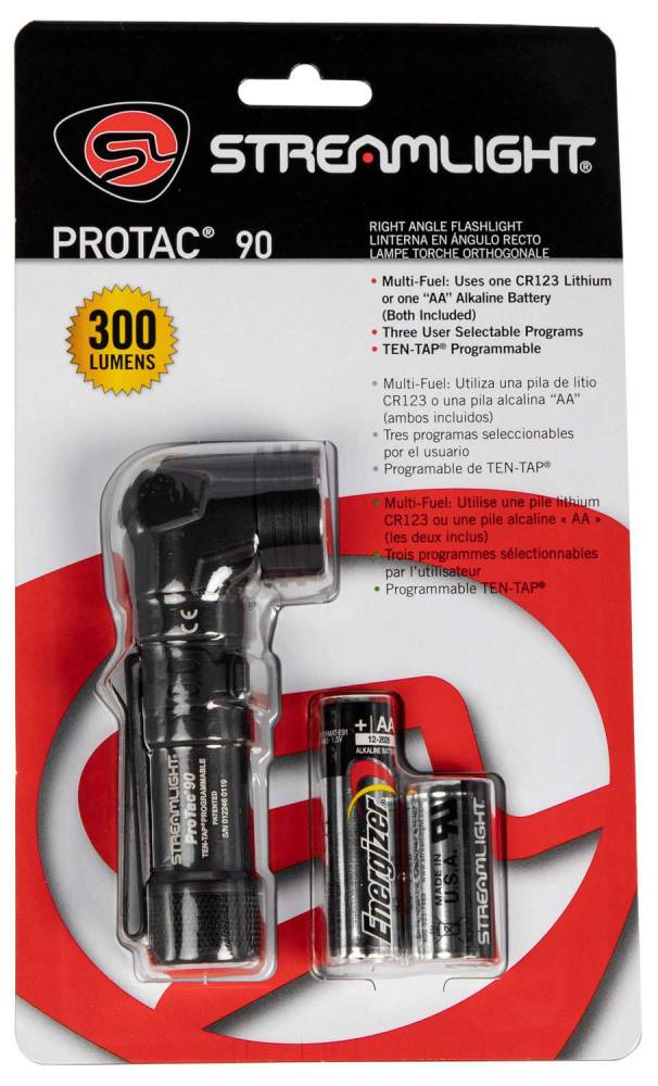STREAMLIGHT PROTAC 90 RIGHT ANGLE TAC LIGHT INCLUDES 1 CR123 LTH AND 2 ALK BATTERYS  CLAM