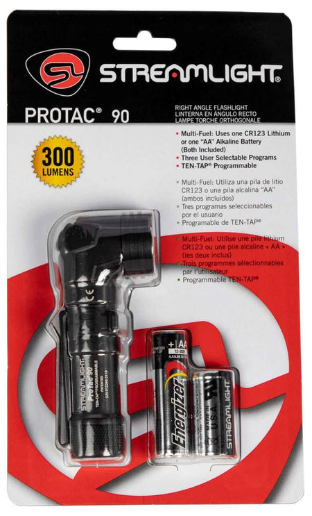 STREAMLIGHT PROTAC 90 RIGHT ANGLE TAC LIGHT INCLUDES 1 CR123 LTH AND 2 ALK BATTERYS  CLAM