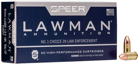 Speer 9mm Luger / Parabellum Lawman Training Clean-Fire 124gr TMC Ammo