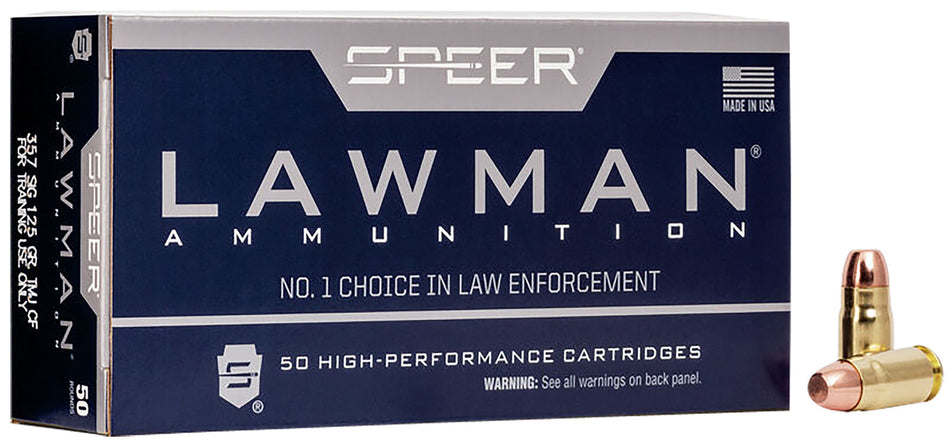 Speer 54232 Lawman Training Clean-Fire Total Metal Jacket Flat Nose 125 Grain .357 Sig 1350 fps