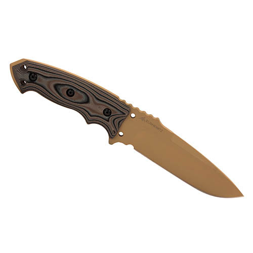 HOGUE EX-F01 FIXED BLADE KNIFE 5.5" TAN W/ FDE SCALES TAN SHEATH