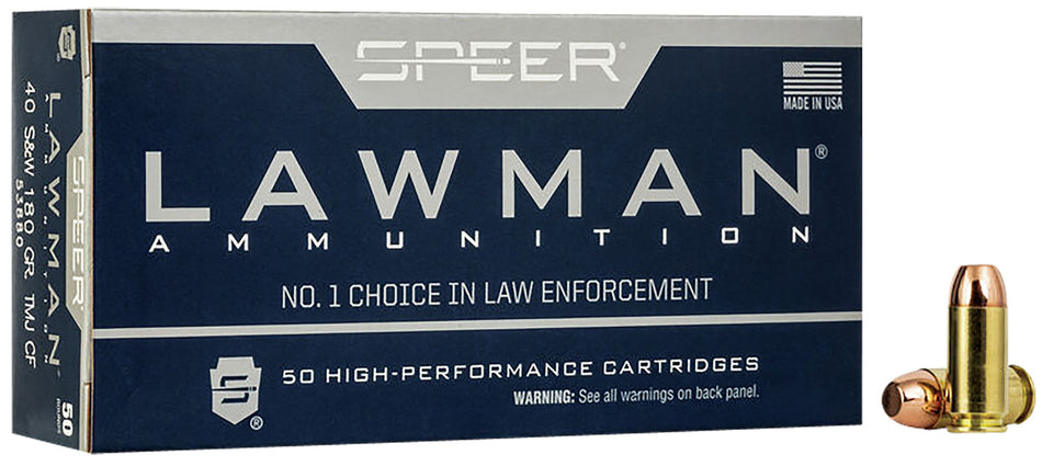 Speer .40 S&W Lawman Training Clean-Fire 180gr TMJ Ammo