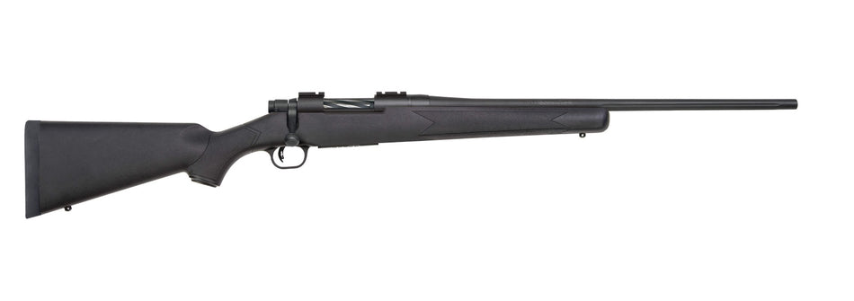 Mossberg 27851 Patriot Full Size 7mm-08 Rem 4+1 22" Matte Blued Fluted Barrel, Drilled & Tapped Matte Blued Stainless Steel Receiver, Black Fixed Synthetic Stock, Right Hand