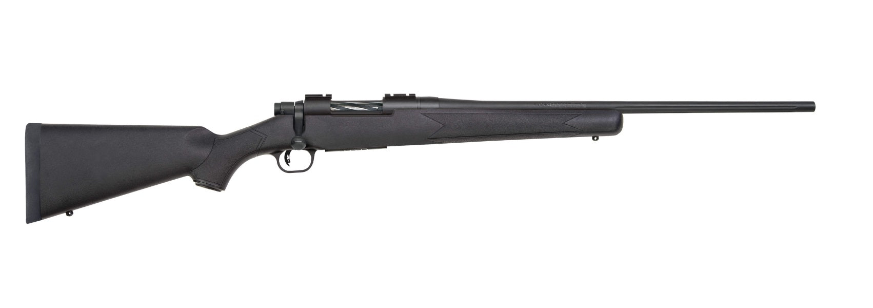 Mossberg 27877 Patriot Full Size 25-06 Rem 5+1 22" Matte Blued Fluted Barrel, Drilled & Tapped Matte Blued Stainless Steel Receiver, Walnut Fixed Stock, Right Hand