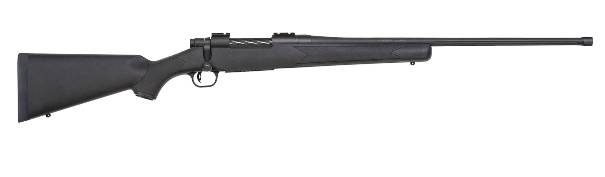 Mossberg 28118 Patriot Full Size 300 Win Mag 3+1 24" Matte Blued Fluted Threaded Barrel, Drilled & Tapped Matte Blued Stainless Steel Receiver, Black Fixed Synthetic Stock, Right Hand