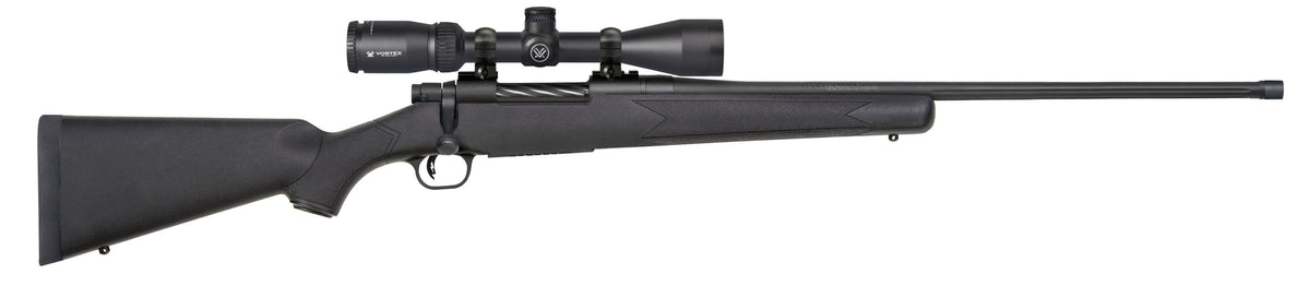 Mossberg 28246 Patriot w/Optic 450 Bushmaster 4+1 20" Matte Blued Threaded Barrel, Matte Blued Drilled & Tapped Receiver, Fixed Black Synthetic Stock, Vortex Crossfire II 3-9x40mm