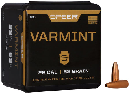 Speer 1035 Varmint 22Cal 52gr Hollow Point 100 Per Box/5 Case