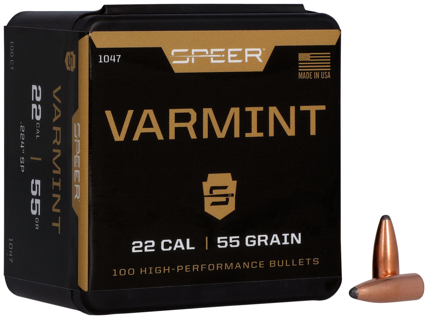 Speer 1047 Varmint 22Cal 55gr Jacketed Soft Point 100 Per Box/5 Case