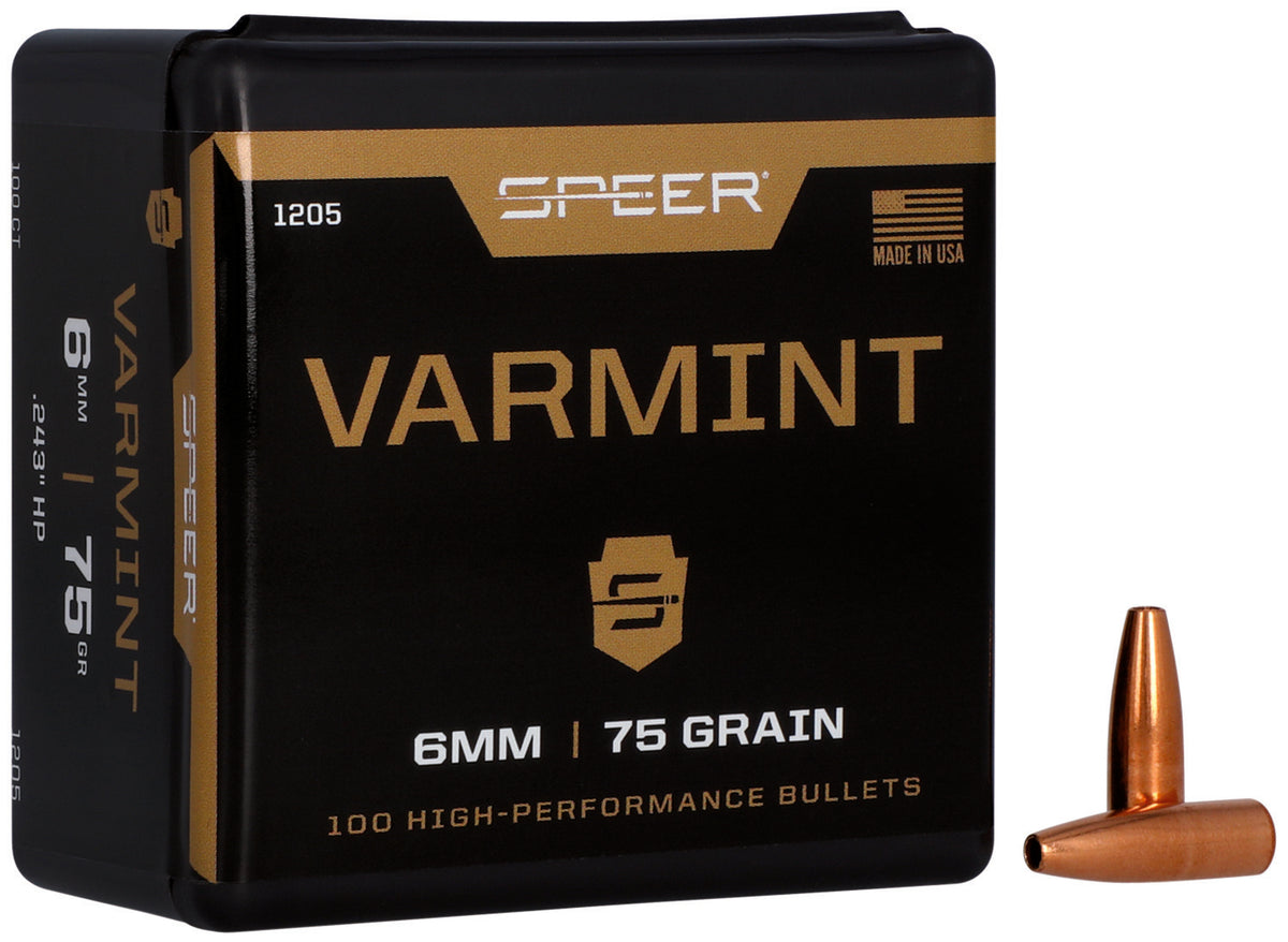 Speer 1205 Varmint 6mm 75gr Jacketed Hollow Point 100 Per Box/5 Case