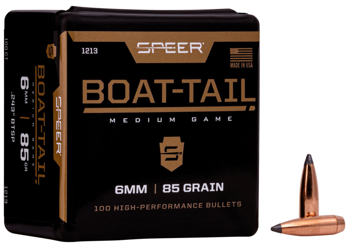 Speer 1213 Boat-Tail 6mm 85gr Jacketed Soft Point Boat Tail 100 Per Box/5 Case