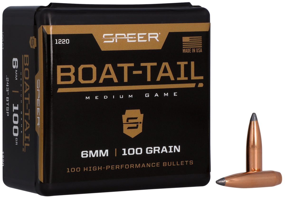Speer 1220 Boat-Tail 6mm 100gr Jacketed Soft Point Boat Tail 100 Per Box/5 Case