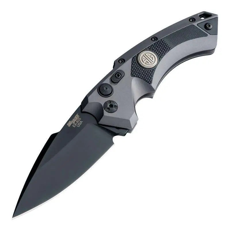 HOGUE KNIFE EX-A05 3.5" SIG TACTICAL AUTO FOLDER CMP154 SPEAR POINT BLADE BLACK FINISH