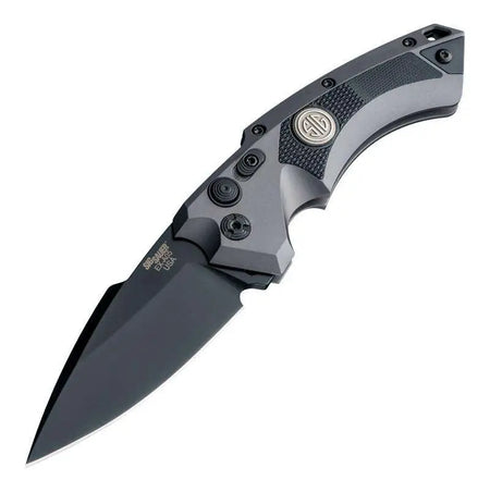 HOGUE KNIFE EX-A05 3.5" SIG TACTICAL AUTO FOLDER CMP154 SPEAR POINT BLADE BLACK FINISH
