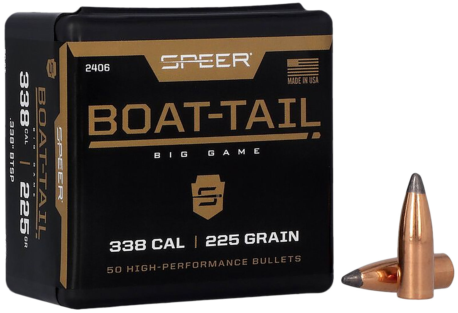 Speer 2406 Boat-Tail .338 225 gr Spitzer Boat Tail Soft Point 50