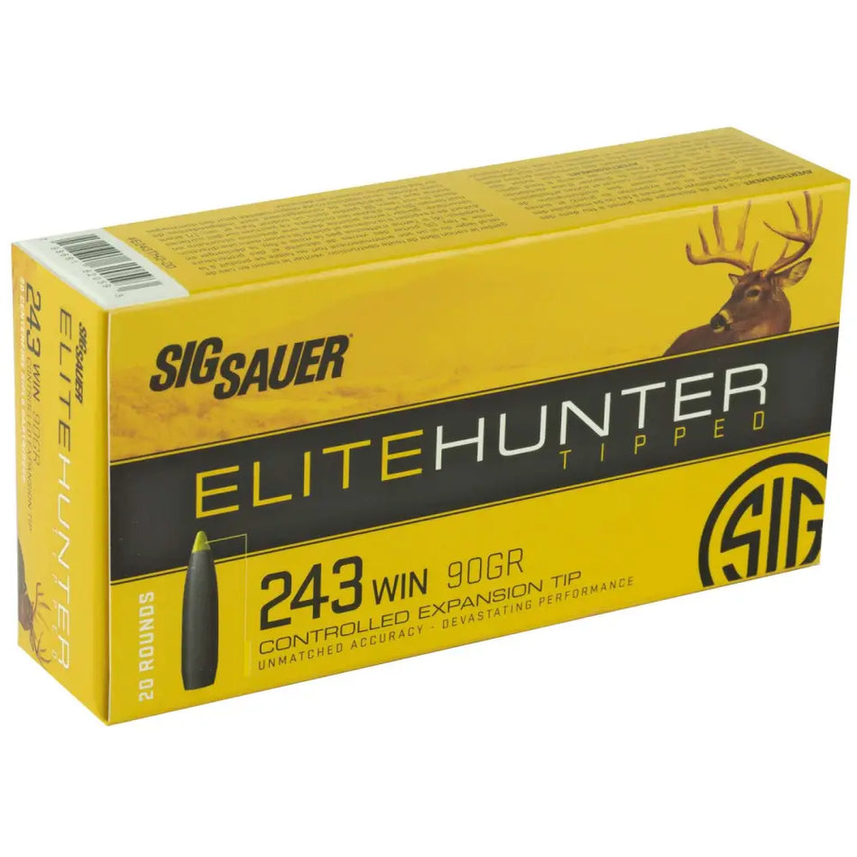 Sig Sauer .243 Winchester Polymer Tip Boat TailSig Sauer Elite Hunter Tipped 90gr PolyTip Ammo