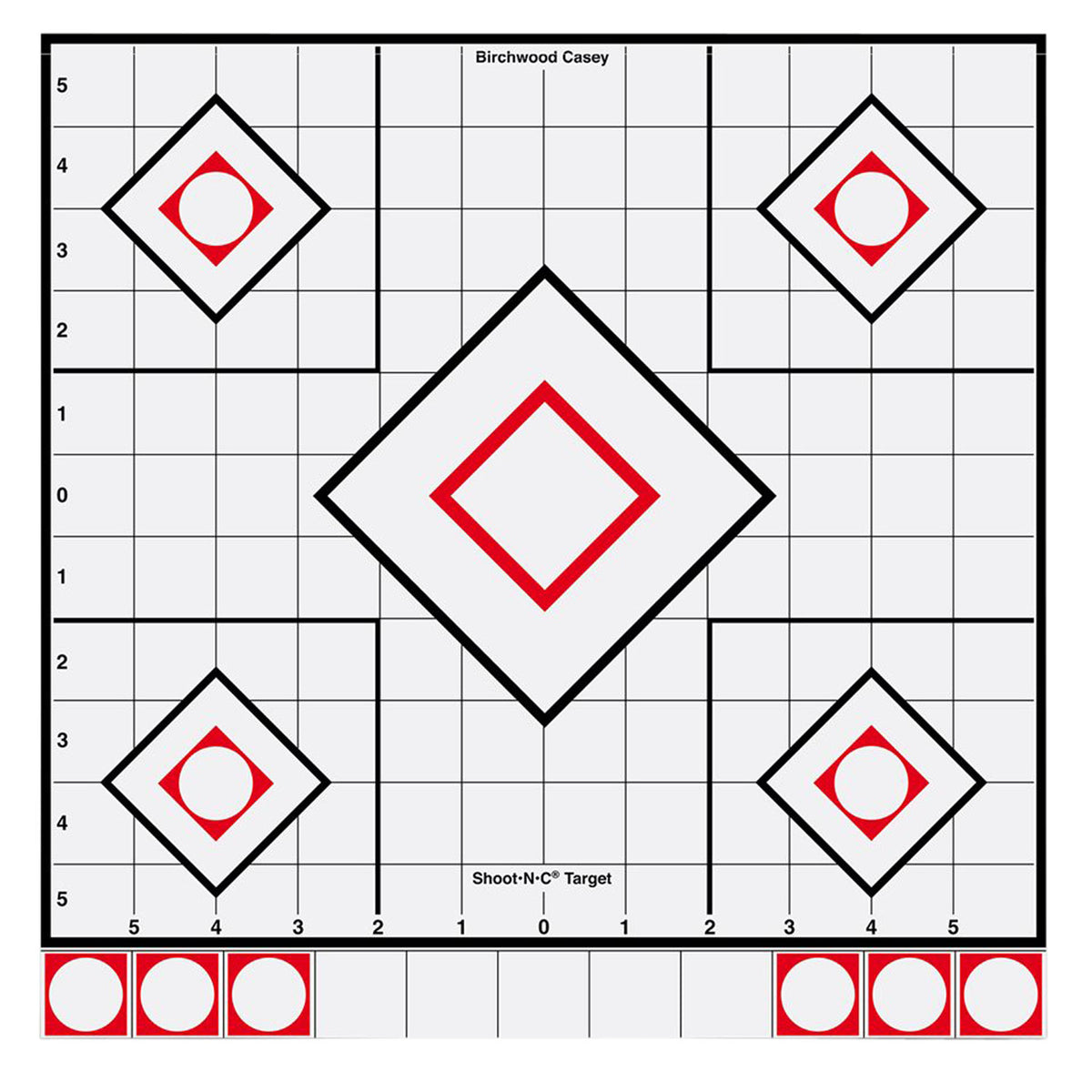 Birchwood Casey 34219 Shoot-N-C Reactive Target Self-Adhesive Paper White/Red 12" 5-Diamond 5 Pack