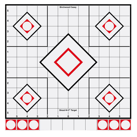 Birchwood Casey 34219 Shoot-N-C Reactive Target Self-Adhesive Paper White/Red 12" 5-Diamond 5 Pack