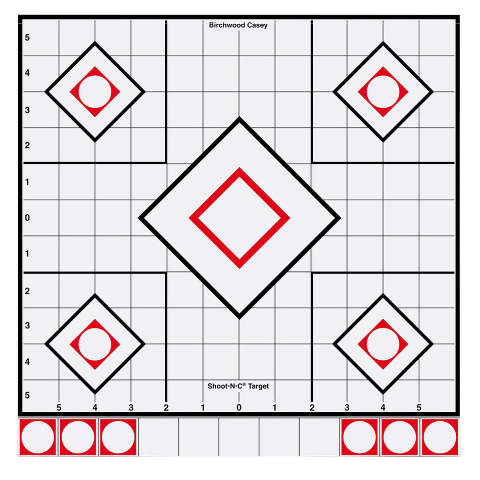 Birchwood Casey 34219 Shoot-N-C Reactive Target Self-Adhesive Paper White/Red 12" 5-Diamond 5 Pack