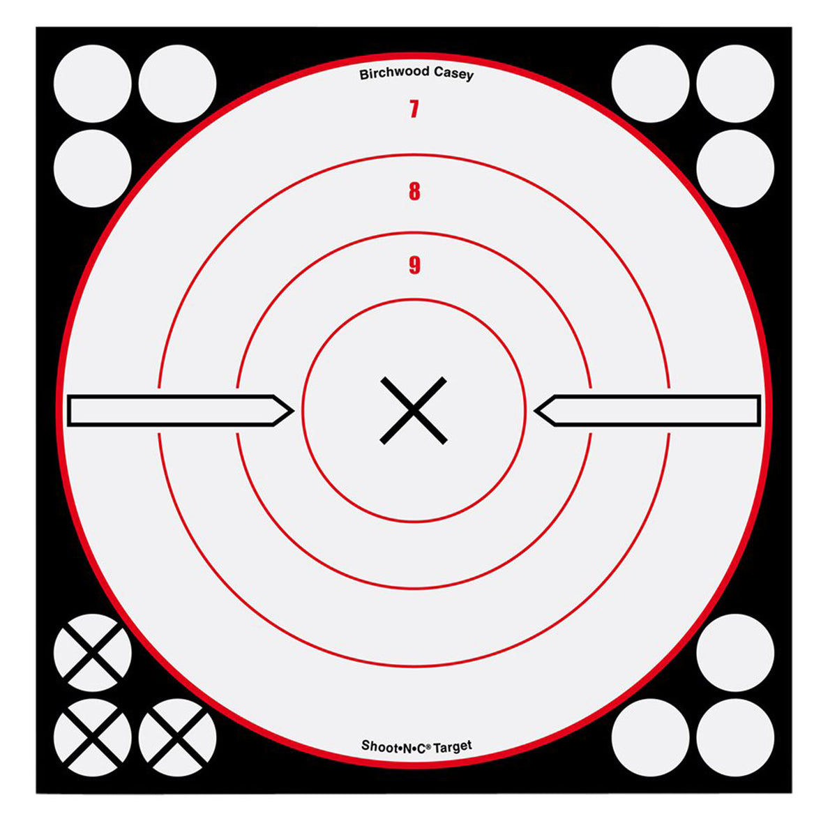 Birchwood Casey 34802 Shoot-N-C Reactive Target Self-Adhesive Paper Black/Red/White 8" Bullseye 6 Pack