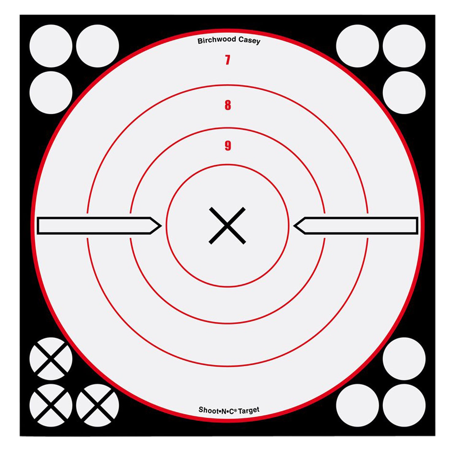 Birchwood Casey 34802 Shoot-N-C Reactive Target Self-Adhesive Paper Black/Red/White 8" Bullseye 6 Pack