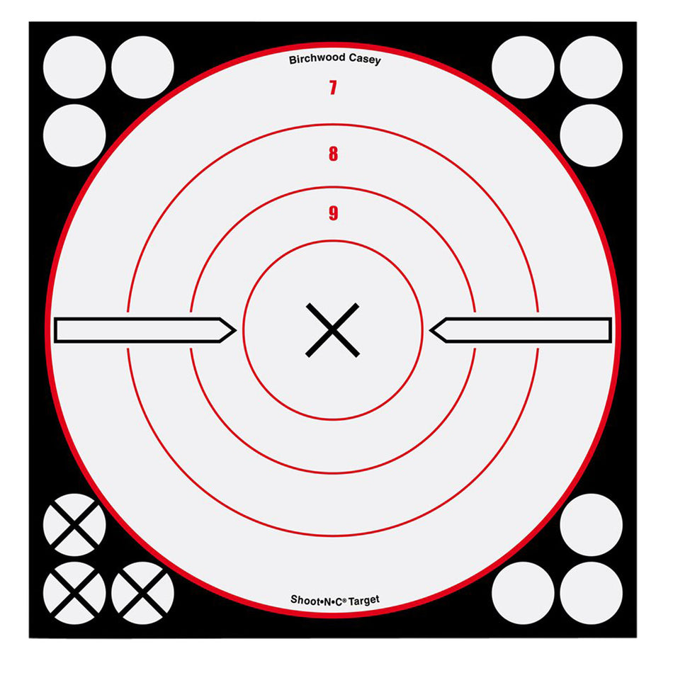 Birchwood Casey 34802 Shoot-N-C Reactive Target Self-Adhesive Paper Black/Red/White 8" Bullseye 6 Pack