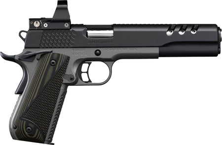 Kimber Mfg, Inc 3000278 Super Jagare w/Optic 10mm Auto 8+1 6" Stainless Match Grade Barrel, Diamond Carbon Coating Ported/Serrated Stainless Steel Slide, Kimpro II Gray Micarta Grip, Delta Pro Red Dot