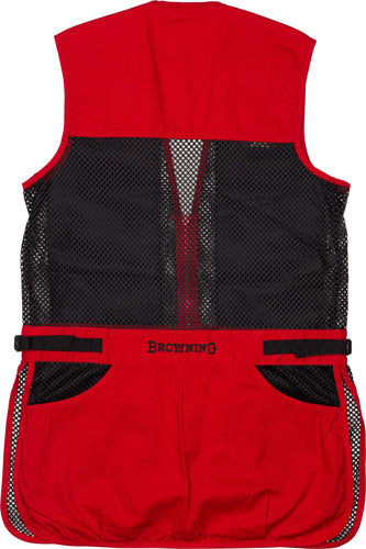 BROWNING MESH SHOOTING VEST R-HAND YOUTH'S LG BLACK/RED